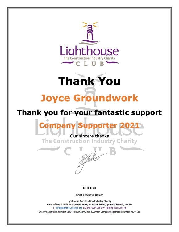 Joyce Groundwork pledges their support to provide Construction Workers with better Mental Health support.