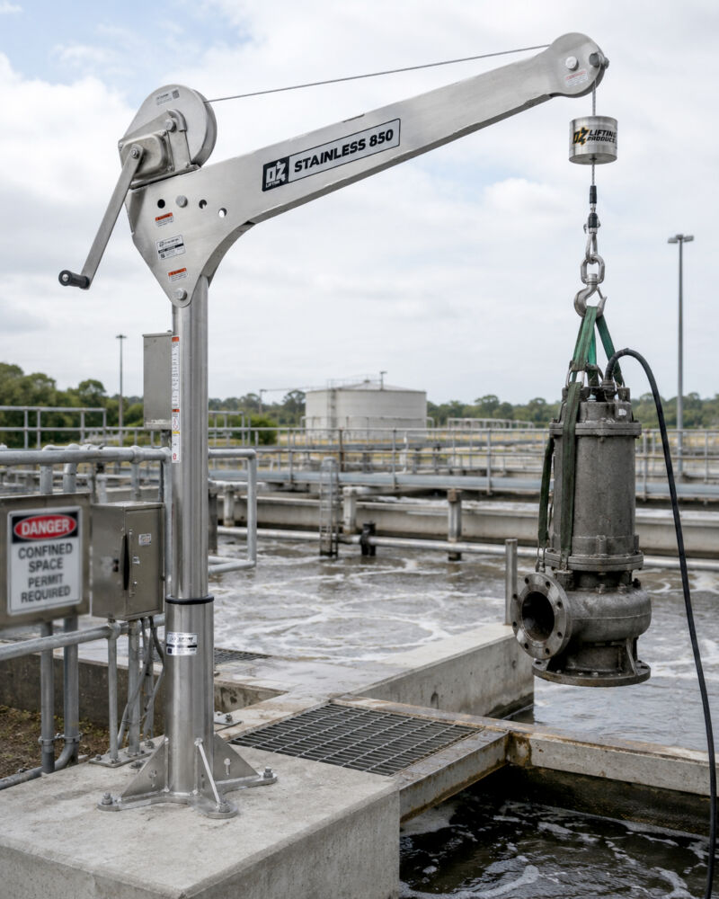 OZ Lifting to Show New Stainless Steel Davit Cranes at WEFTEC