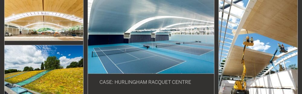 Hurlingham Racquet Centre’s light green roof features Kerto® LVL elements