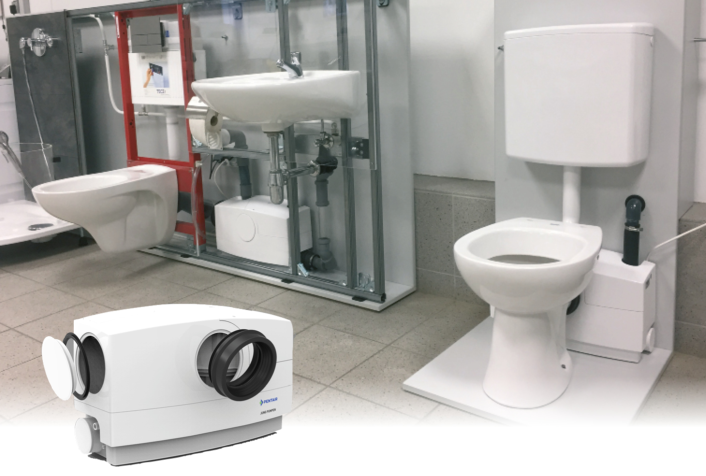 A unique toilet pump solution for convoluted discharge pipe runs. @PumpTechLtd