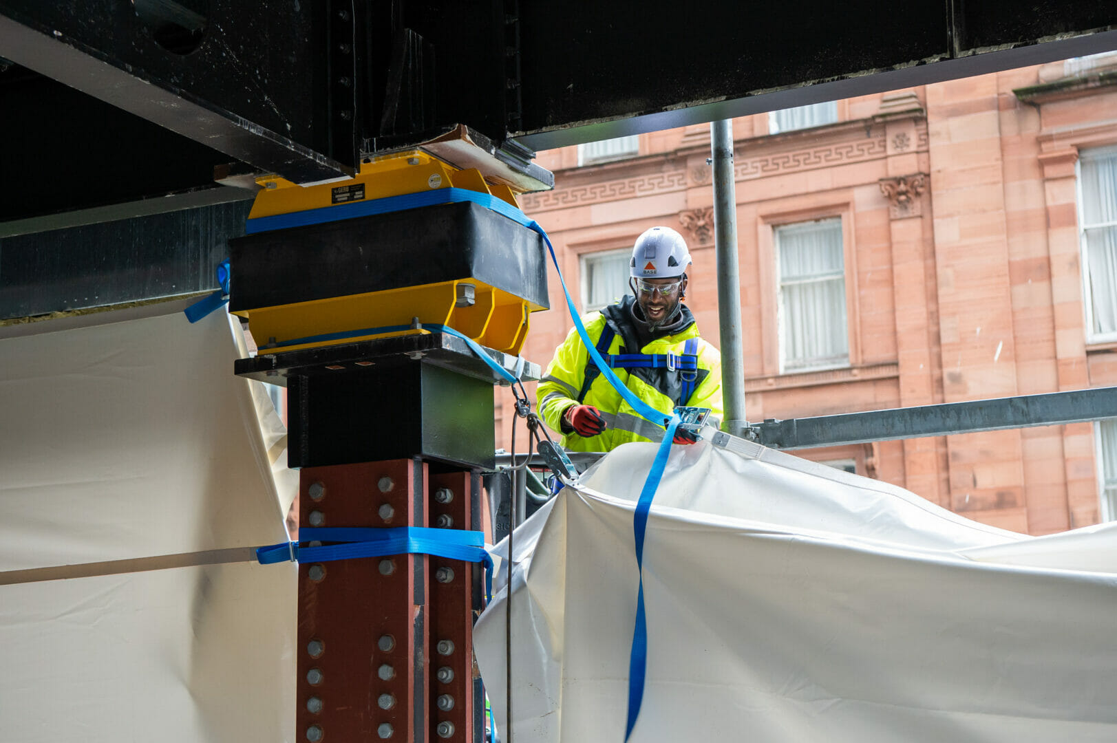 Base Structures install temporary weather screening to adapt to fast-moving building project